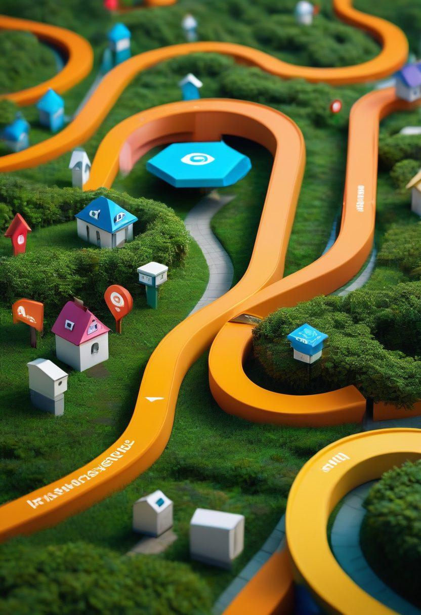 A digital landscape featuring a person confidently navigating a labyrinth of insurance options displayed as interactive icons and pathways. Bright colors symbolize clarity and ease, with hints of keys and locks scattered throughout, representing unlocking secrets. The backdrop should include a friendly online interface with helpful guides and chatbots. The overall mood is professional yet approachable, encouraging viewers to explore hassle-free insurance solutions. super-realistic. vibrant colors. 3D.